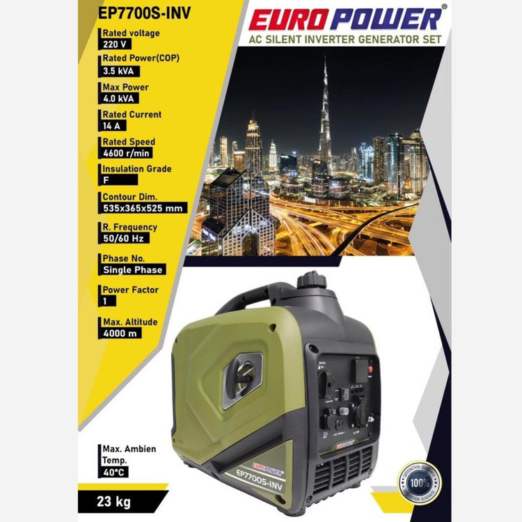 موتور برق 4 کاوا تکفاز سایلنت یورو پاور مدل EP7700DXEW-INV