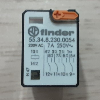 رله شیشه ای فیندر finder مدل 55.34.8.230.0054 - 230 ولت - 7 آمپر - 14 پایه